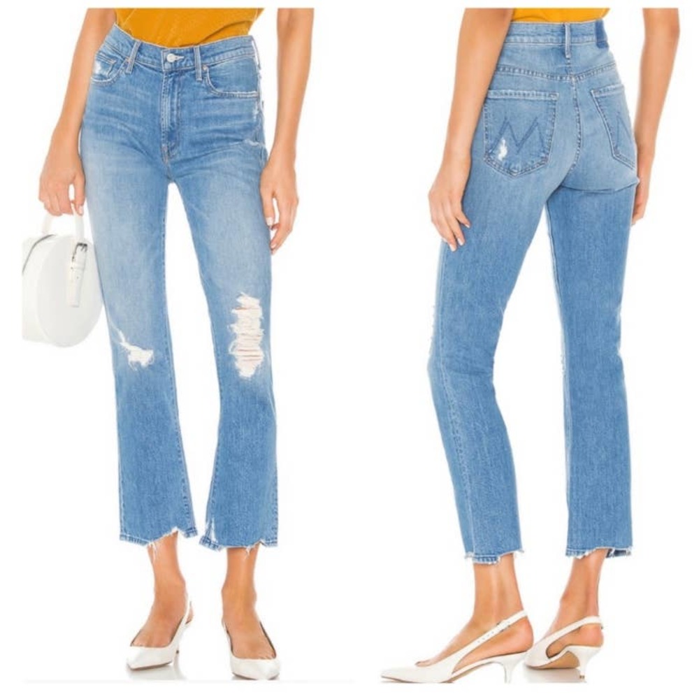 MOTHER Blue Straight Leg Jeans with Classic Design